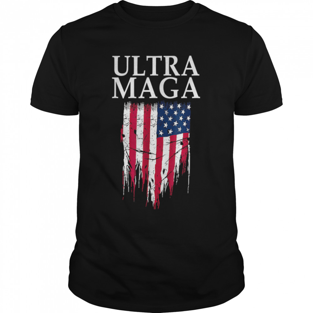 Ultra MAGA Funny Anti Joe Biden American US Flag Vintage T- B0B18472M4 Classic Men's T-shirt