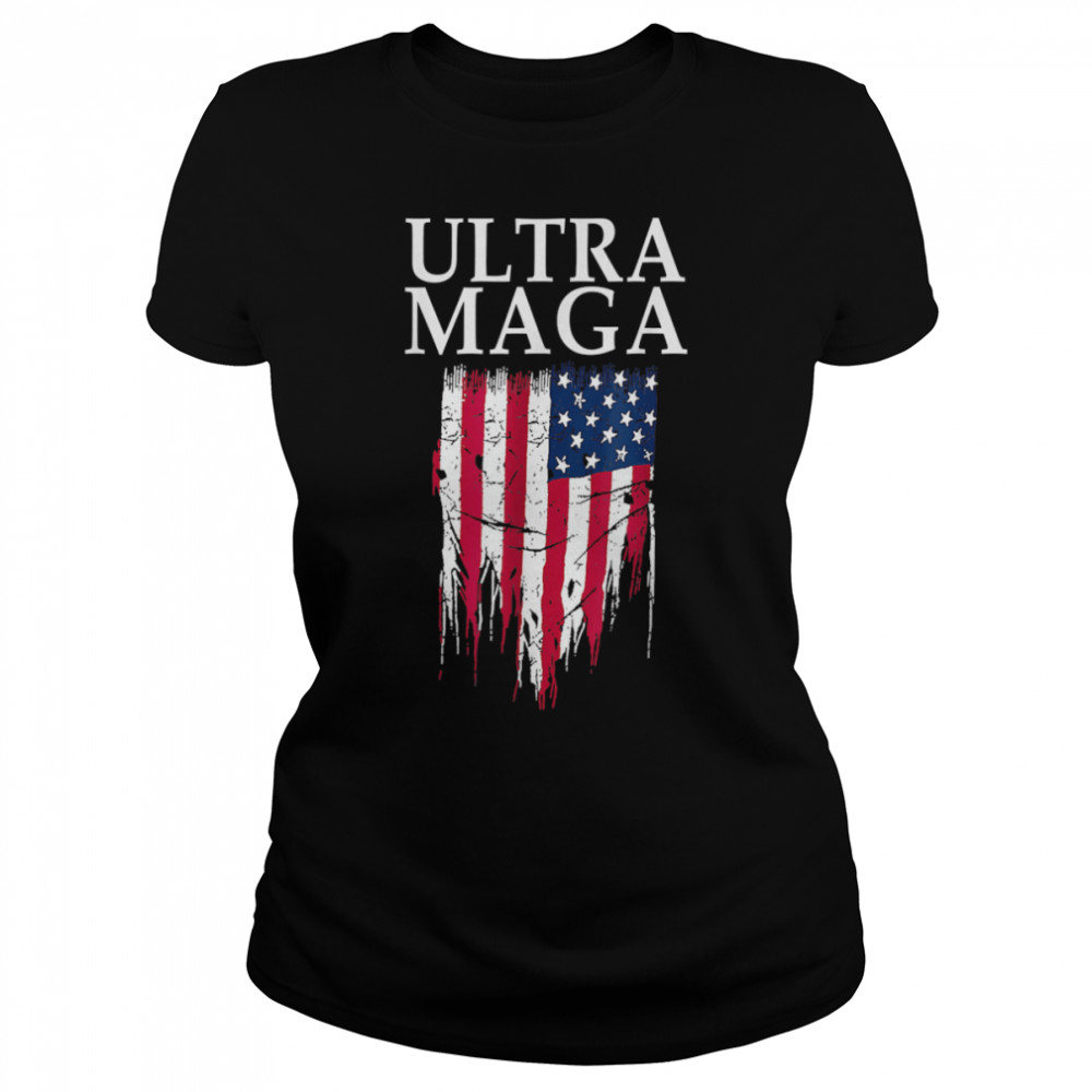 Ultra MAGA Funny Anti Joe Biden American US Flag Vintage T- B0B18472M4 Classic Women's T-shirt