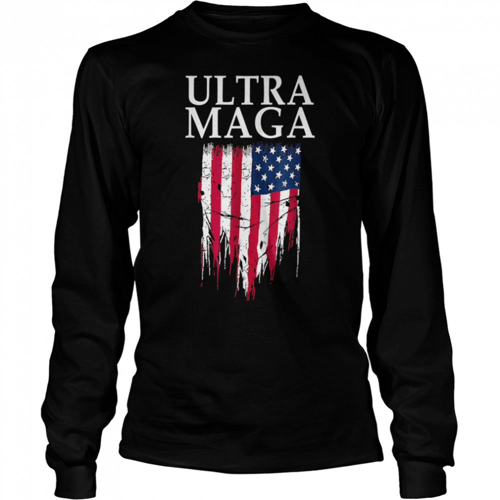 Ultra MAGA Funny Anti Joe Biden American US Flag Vintage T- B0B18472M4 Long Sleeved T-shirt