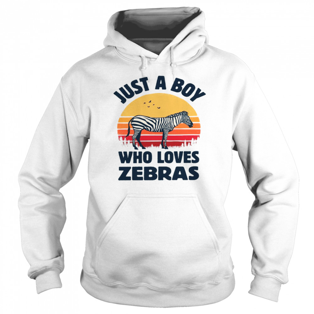 Zebra Just A Boy Who Loves Zebras Männer Retro Vintage Sonnenuntergang Langarmshirt Unisex Hoodie