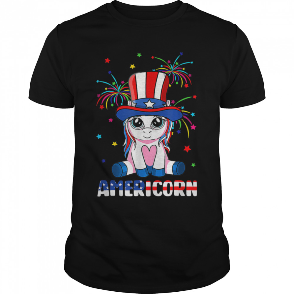 Americorn Unicorn Independence Day USA Flag 4th of July T-Shirt B0B19XHBSD