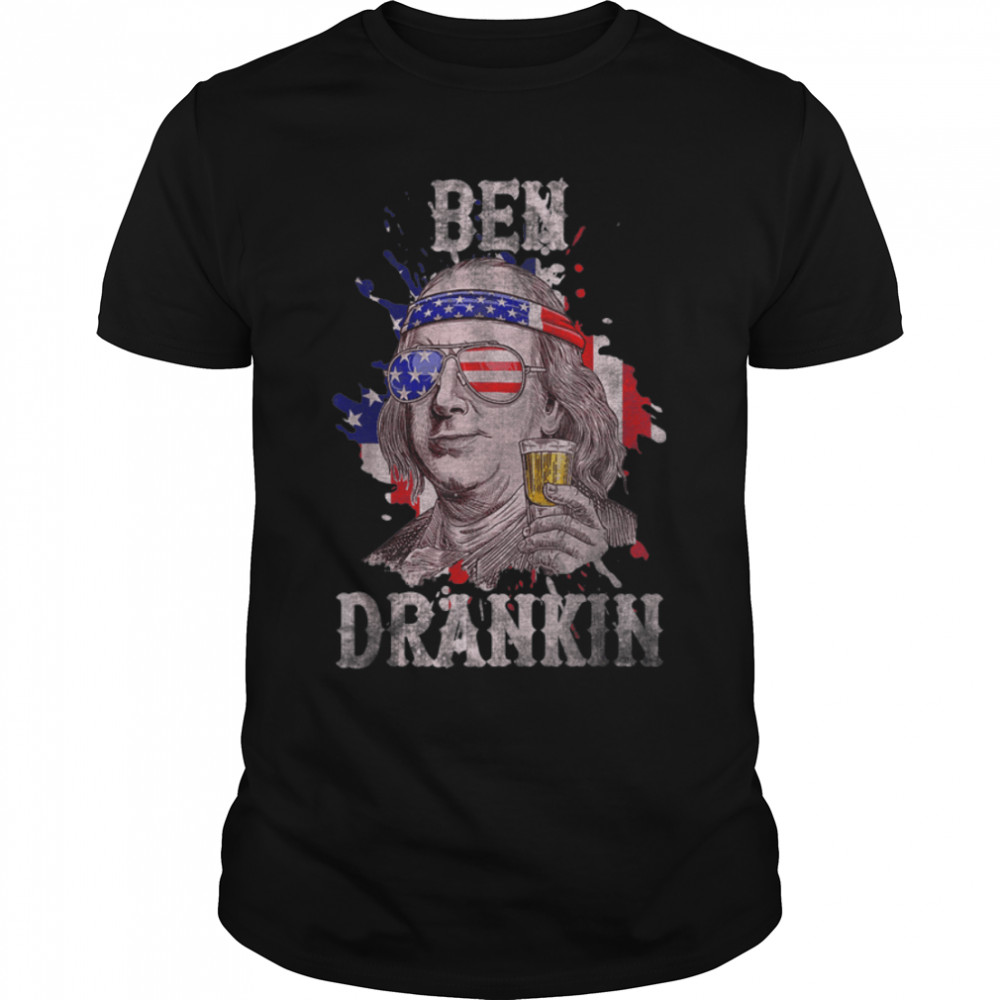 Ben Drankin 4th of July Benjamin Franklin USa Flag T-Shirt B0B19VR855