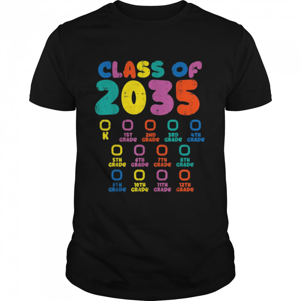 Colorful Class Of 2035 Checklist Kindergarten Grow With Me  Classic Men's T-shirt