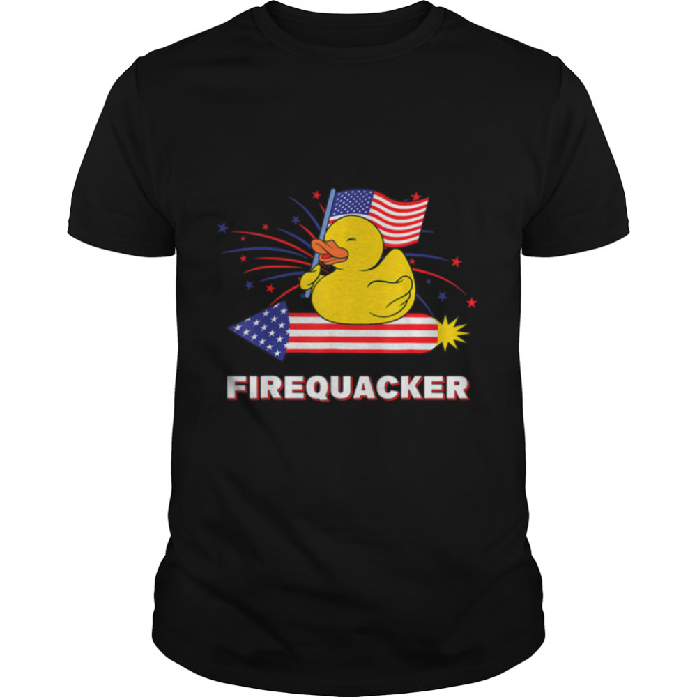 Fourth Of July Usa Patriotic Firecracker Rubber Duck T-Shirt B0B19Rm5H9