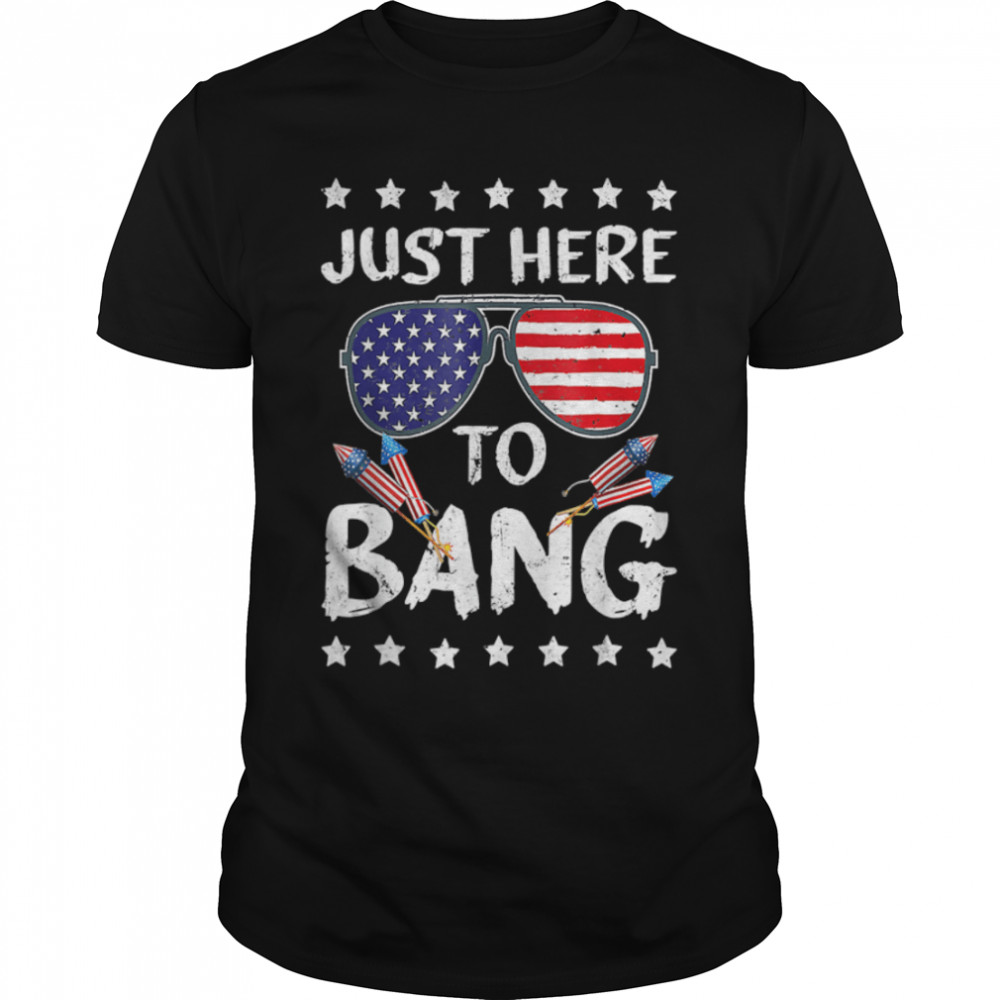Funny 4Th Of July I'M Just Here To Bang Usa Flag Sunglasses T-Shirt B0B19Q2Jpl
