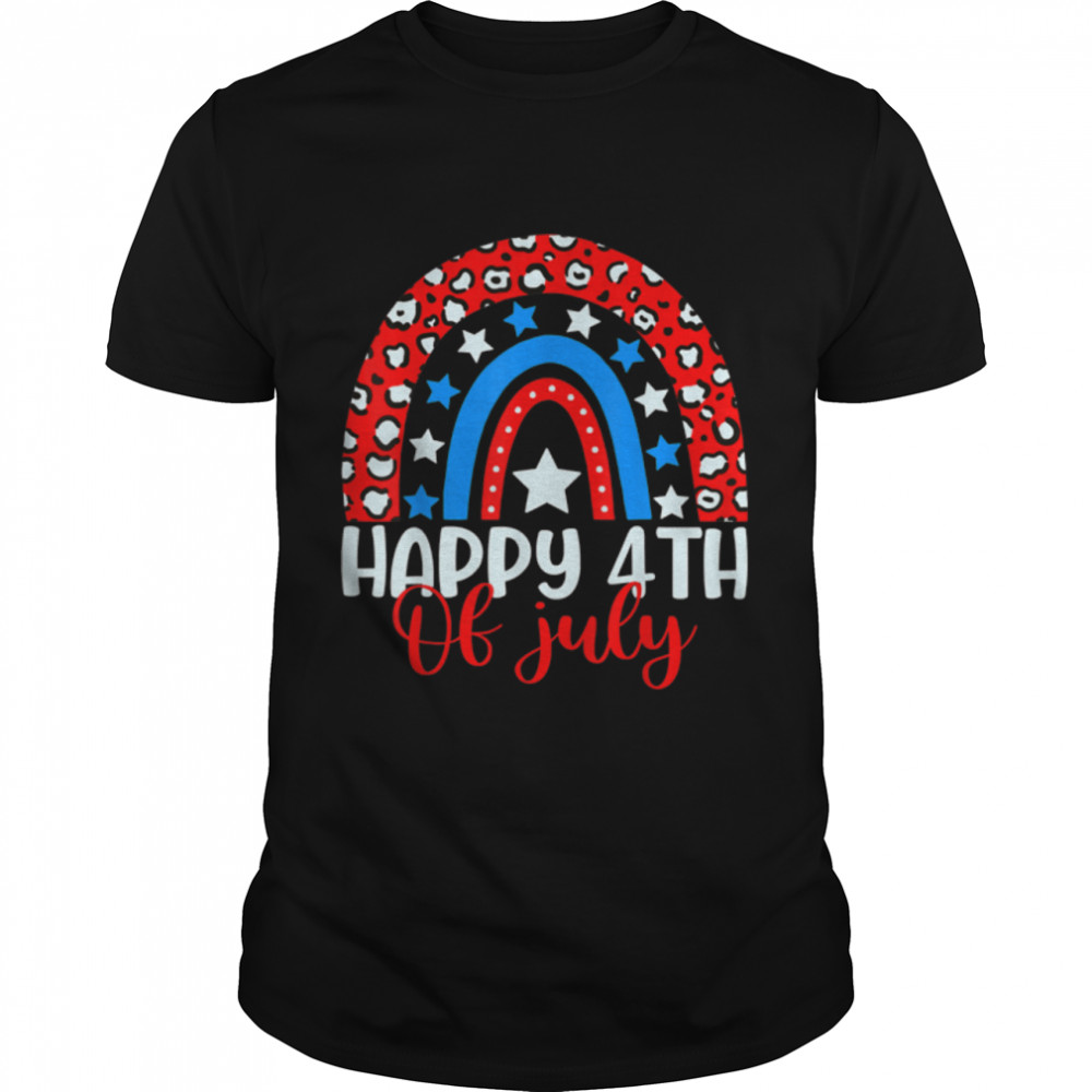 Happy 4th of July Rainbow Independence Day USA Men Women T-Shirt B0B19Q18SM