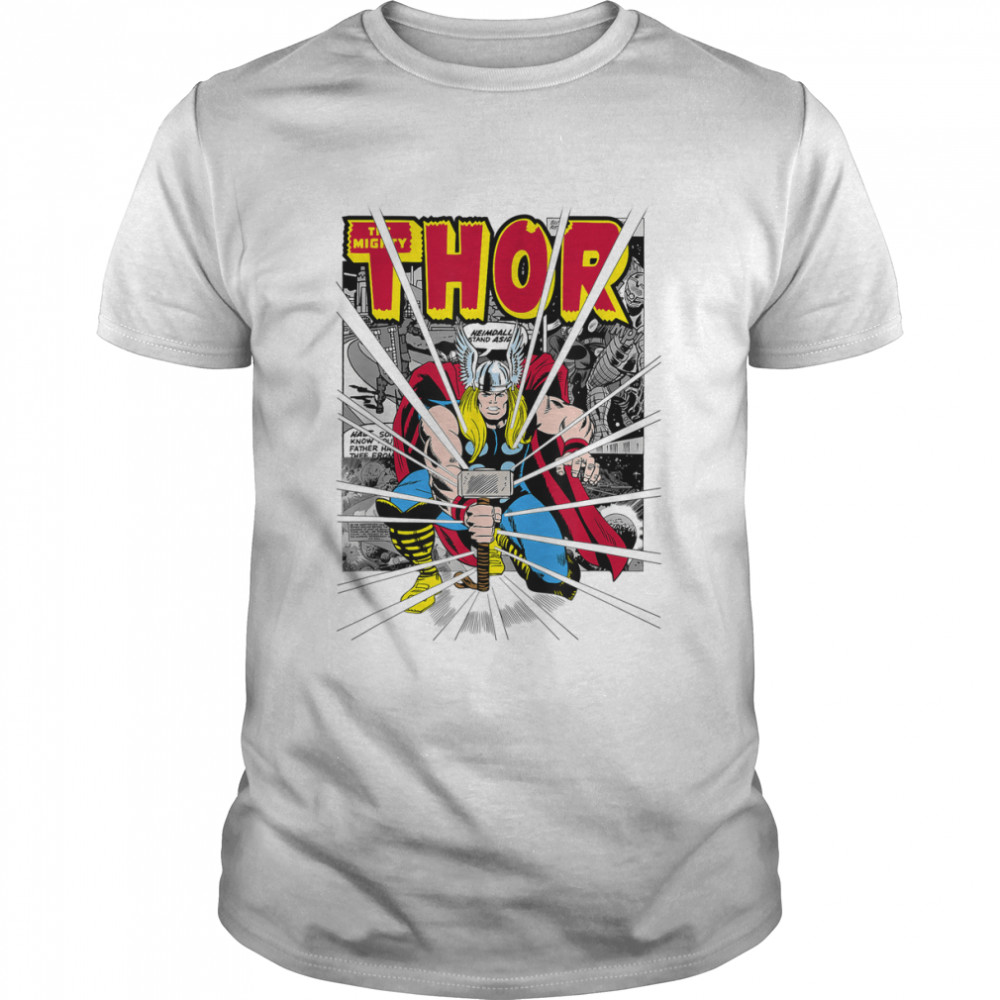 Marvel Mighty Thor Retro Comic Hammer Blast Kids T-Shirt