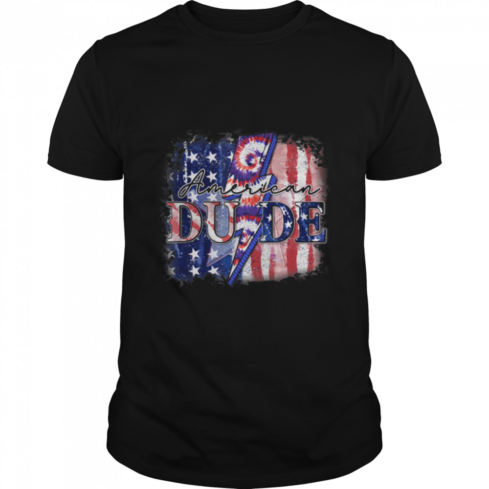 Mens 4th of July American Dude Shirt Men Boy USA Flag Tye Dye T-Shirt B0B19R53YZ