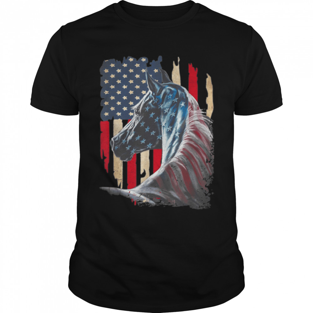Patriotic Horse American Flag 4th Of July Independence Day T-Shirt B0B19RNP1L