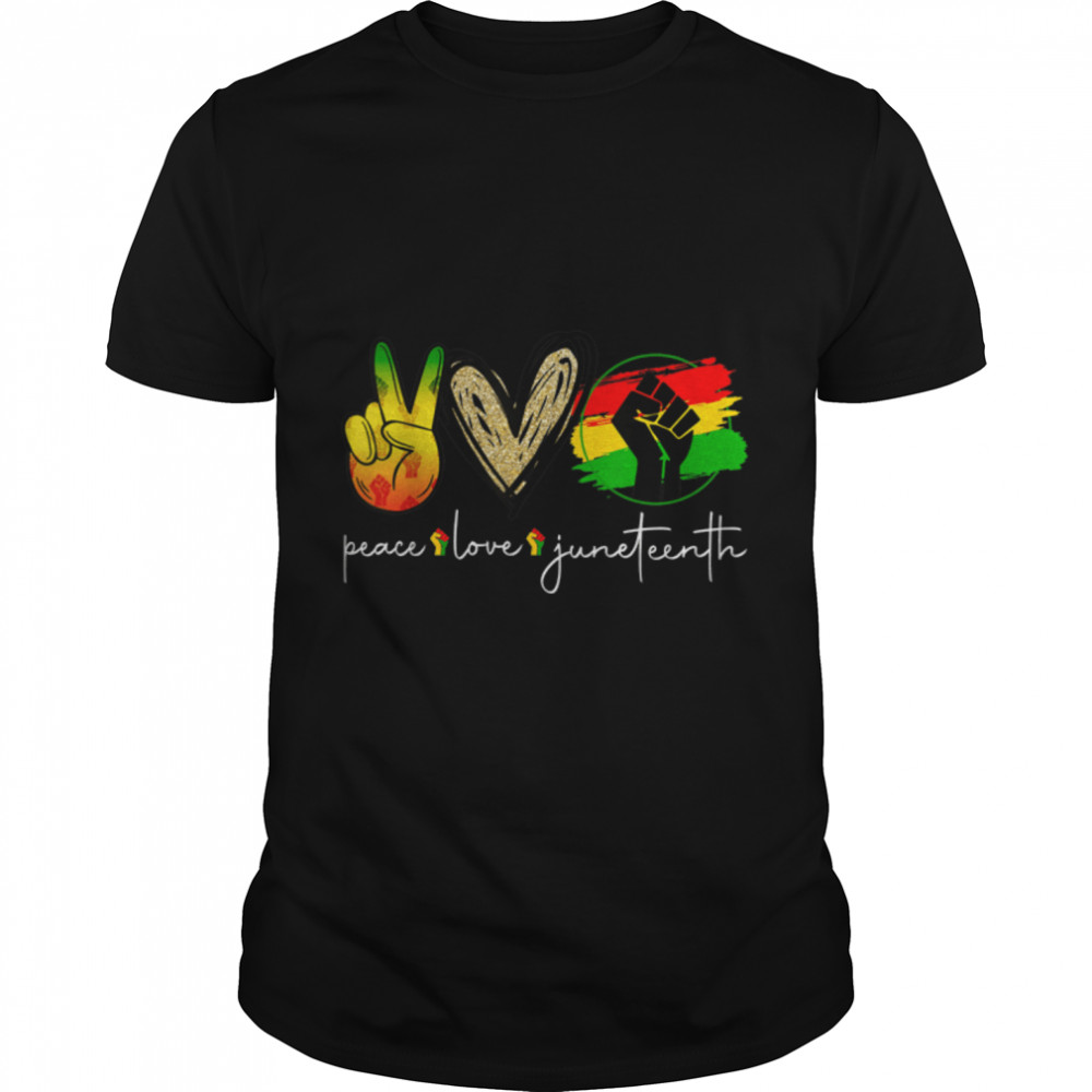 Peace Love Juneteenth Finger Heart Hand Independence Day T-Shirt B0B19QC63B