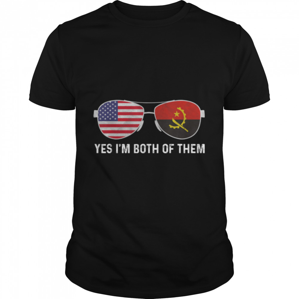 Sunglass Design Angolan American Flag Patriotic Heritage T-Shirt B0B19Wcbj6