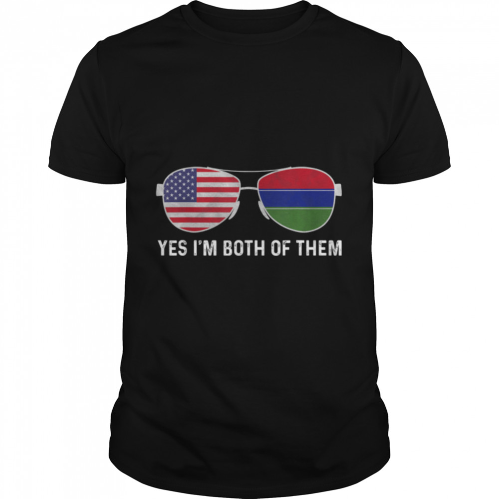 Sunglass Design Gambian American Flag Patriotic Heritage T-Shirt B0B19Vsf34