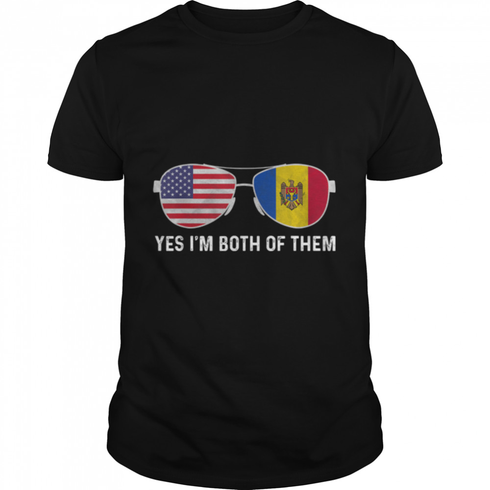 Sunglass Design Moldovan American Flag Patriotic Heritage T-Shirt B0B19Wks4M