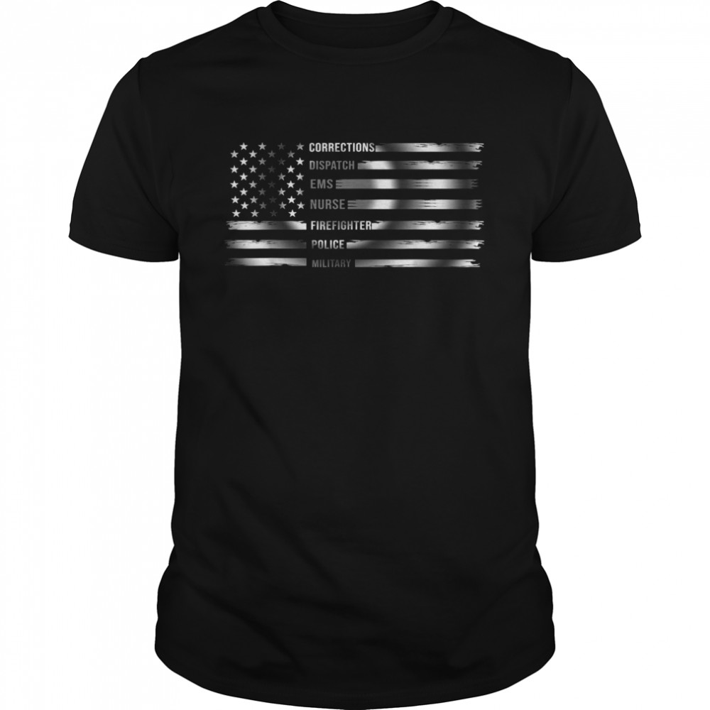 First Responders American Flag With Job Description  Classic Men's T-shirt