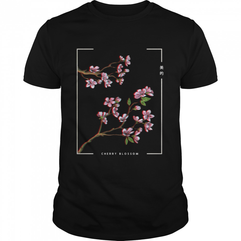 Japanese Aesthetic Vaporwave Cherry Blossom Glitch Anime Shirt