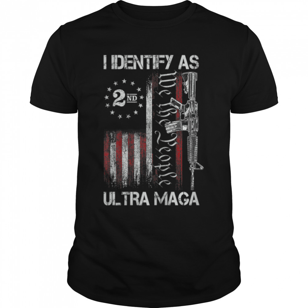 Womens Womens I Identify As Ultra Maga Funny Vintage Old US Flag T- B0B1BR25BY Classic Men's T-shirt