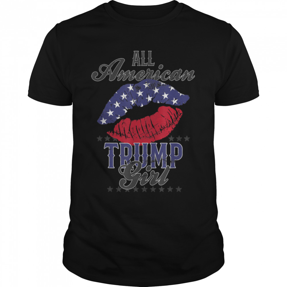All American Trump Girl Usa Flag Lips Gop Vote 2024 T-Shirt B0B1Gxwwxs