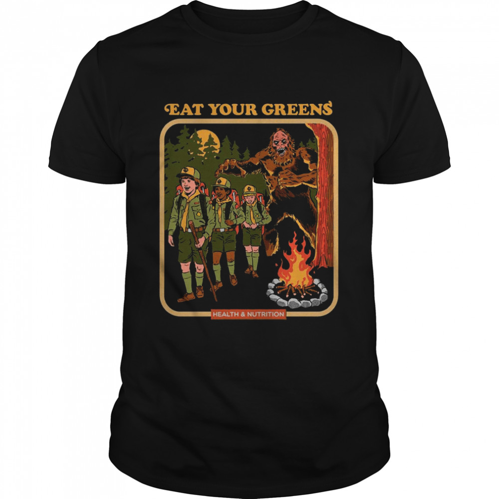 Eat Your Greens Scout Boys Bigfoot Funny Vintage Kids Art Shirt