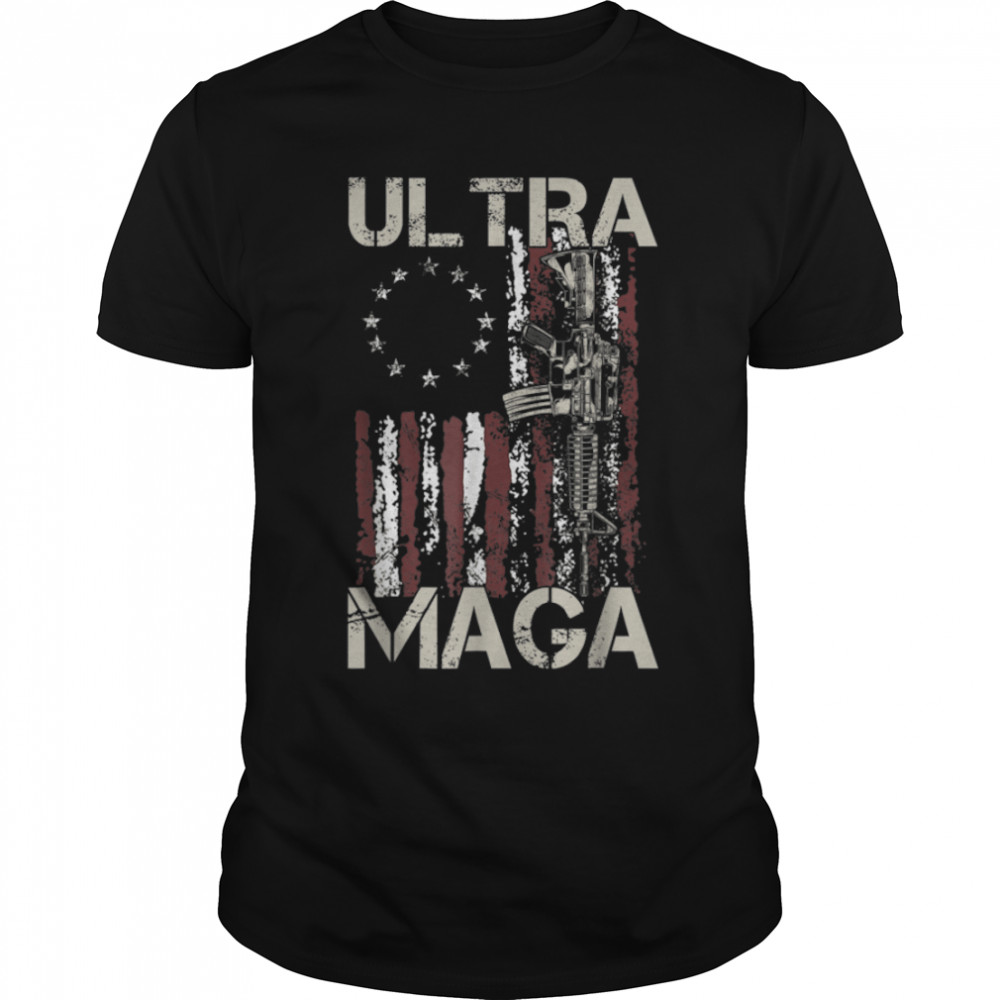 Gun Ultra Maga - We The People Proud Republican Usa Flag T-Shirt B0B1Gy516N