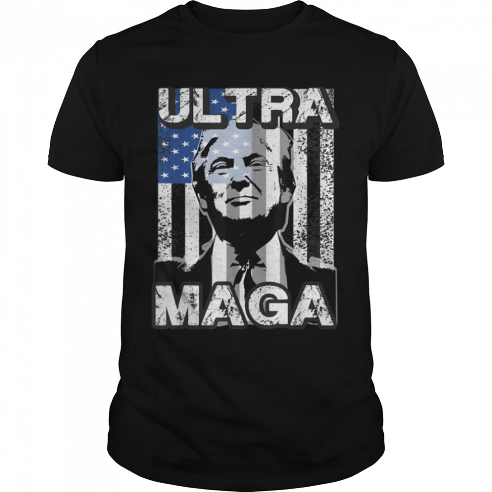 Pro Trump Ultra Maga King Vintage Usa Flag Republicans T-Shirt B0B1Gt2233