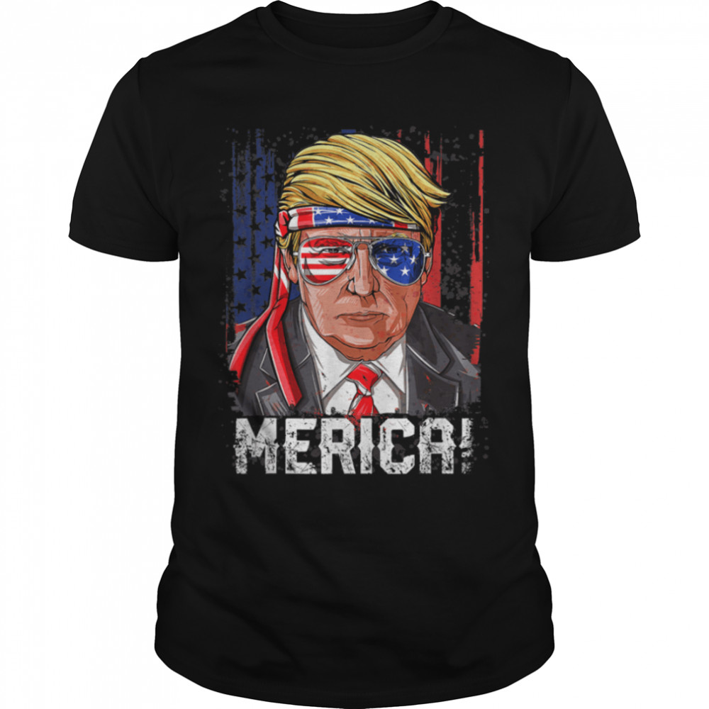 Trump 4th Of July Merica Men Women USA American Flag Vintage T-Shirt B0B1H2YG2M