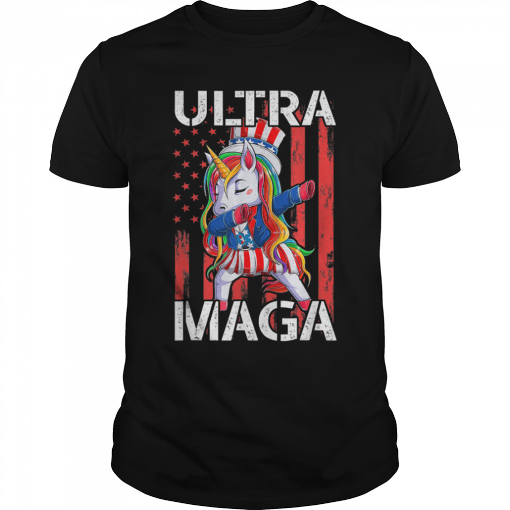 Ultra Maga Shirt, Maga Dabbing Unicorn U.s Flag Patriotic T-Shirt B0B1Gt5Lr5