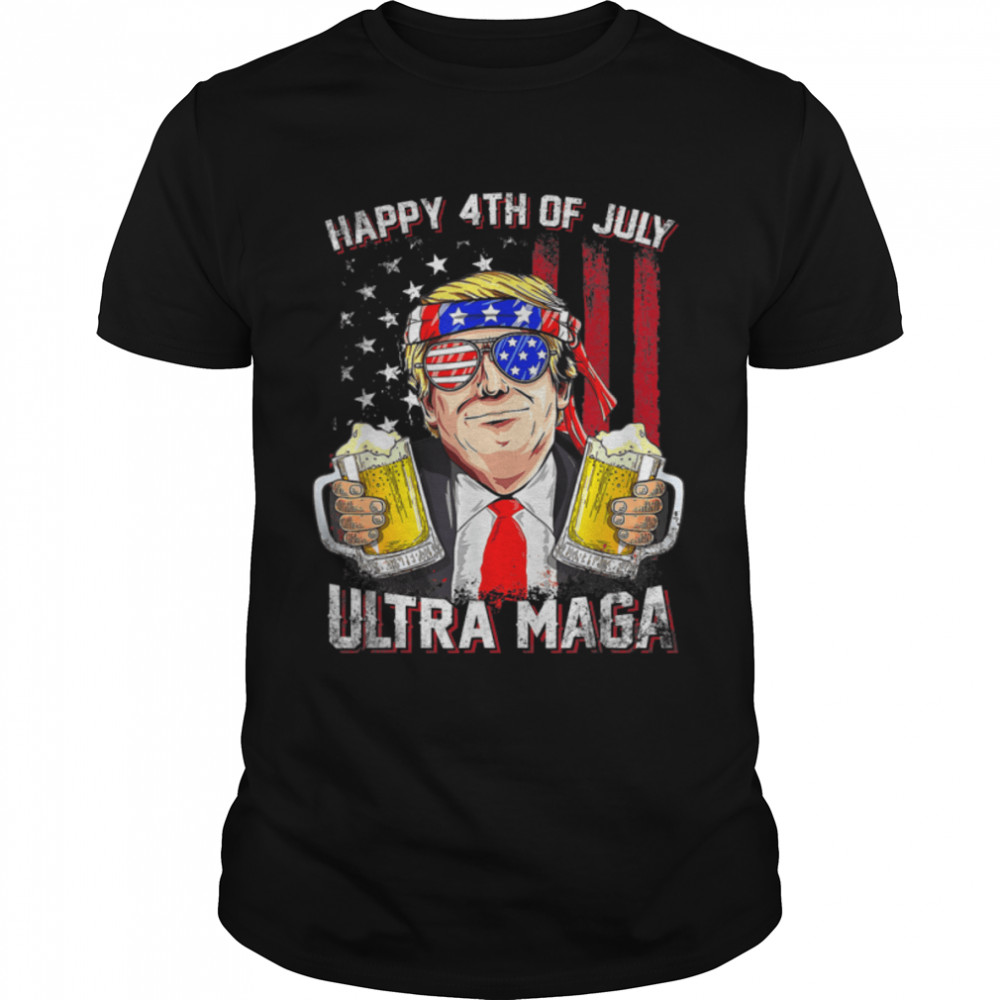 Ultra Maga Proud Pro Trump Happy 4Th Of July American Flag T-Shirt B0B1H9Qflf