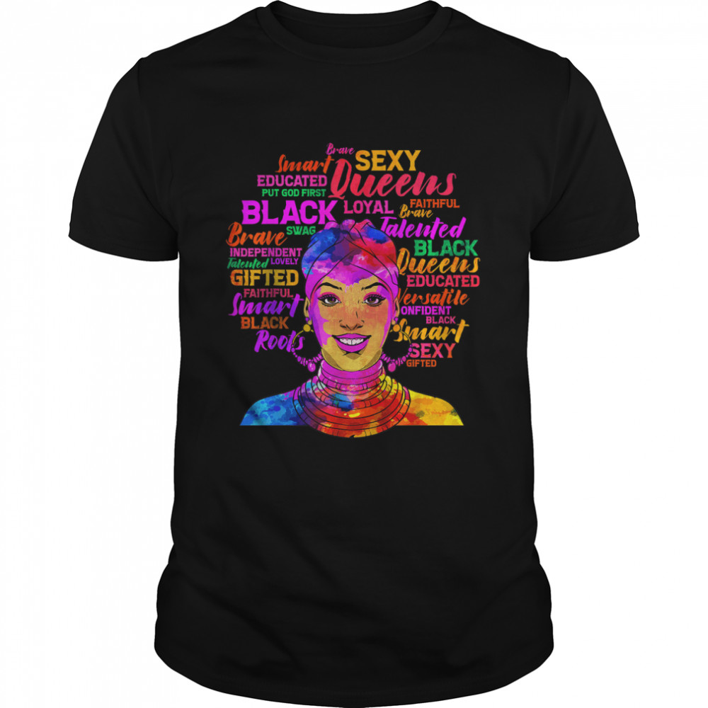 Black Queen Shirt African American Afro Black History Month T-Shirt