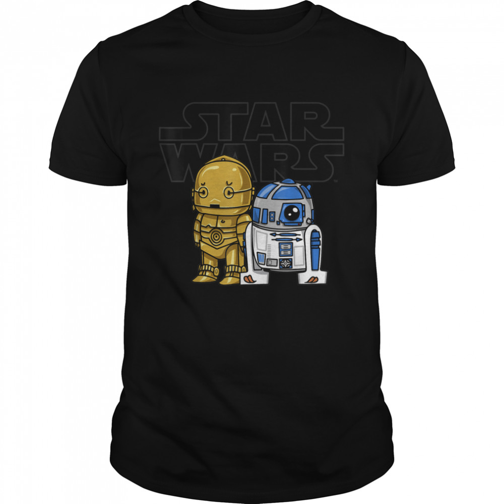Star Wars Boba R2-D2 And C-3Po Cute Cartoon Graphic T-Shirt