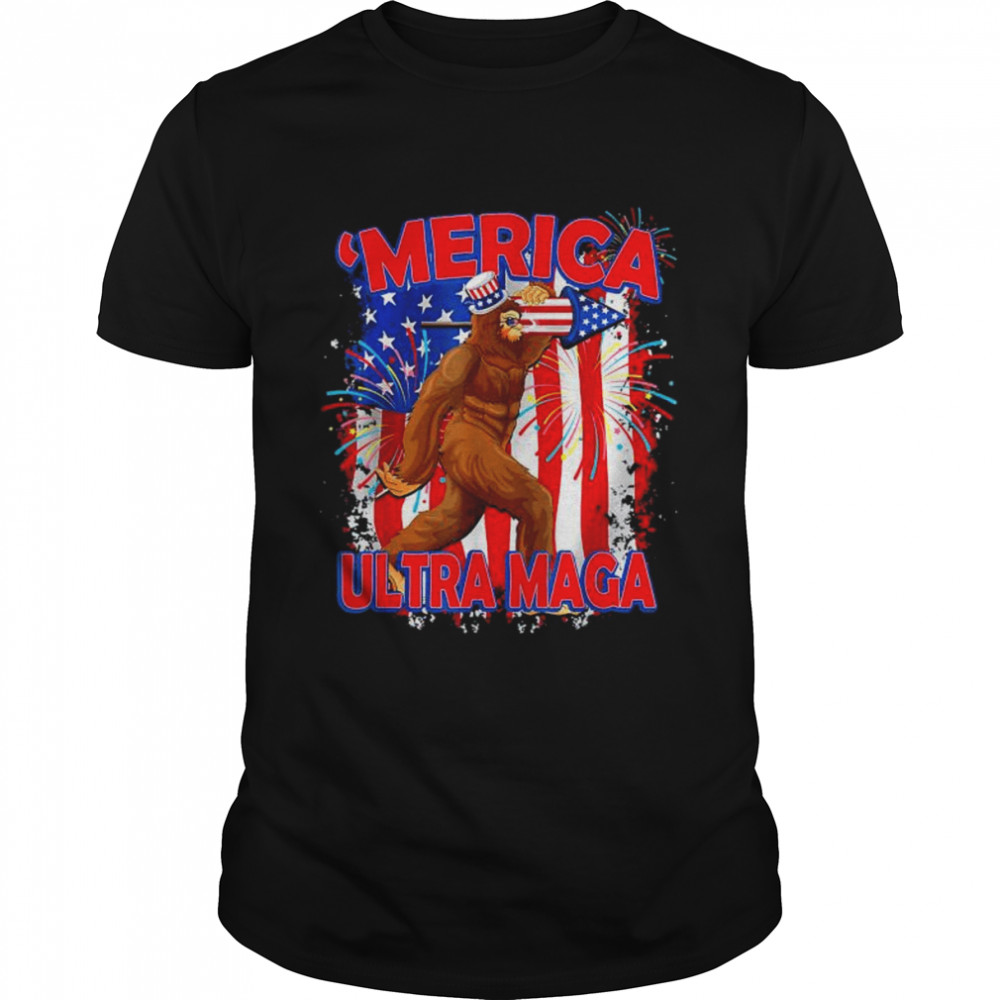 Ultra Maga 4Th Of July Bigfoot American Flag Vintage Shirt