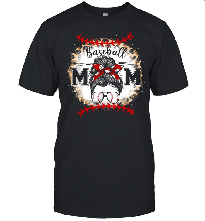 Baseball Mom Mothers Day Leopard Messy Bunshirt Shirt