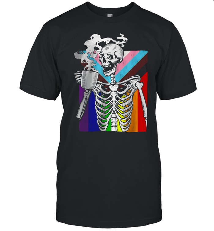 Lgbt Skeleton Drink Coffee Gay Transge T-Shirt