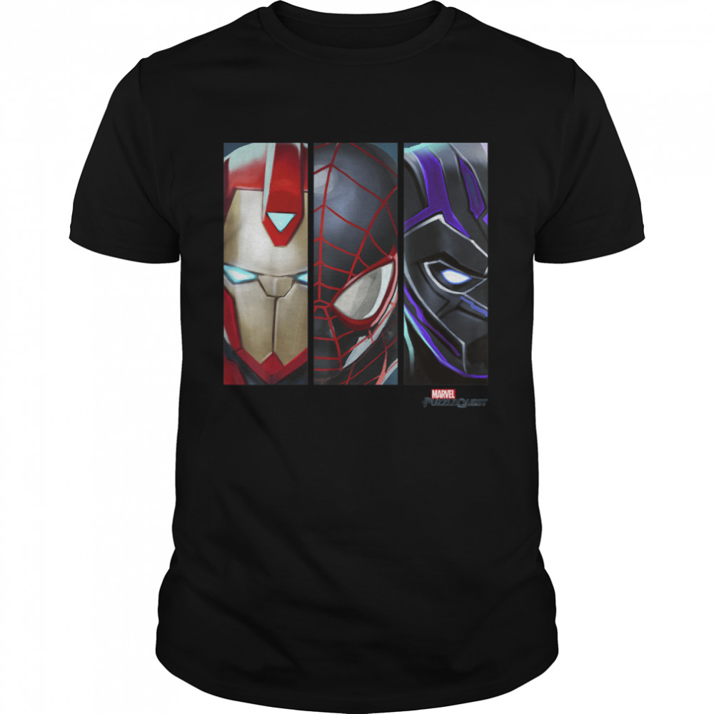 Marvel Puzzle Quest Close-Up Heros Trio Graphic T-Shirt