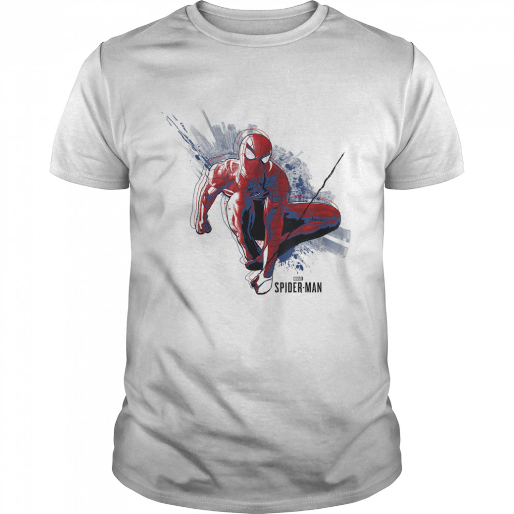 Marvel'S Spider-Man Game Abstract City Swing Graphic T-Shirt