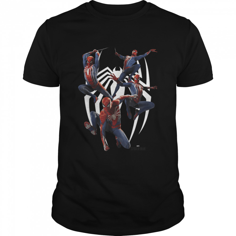 Marvel'S Spider-Man Game Action Poses Graphic T-Shirt