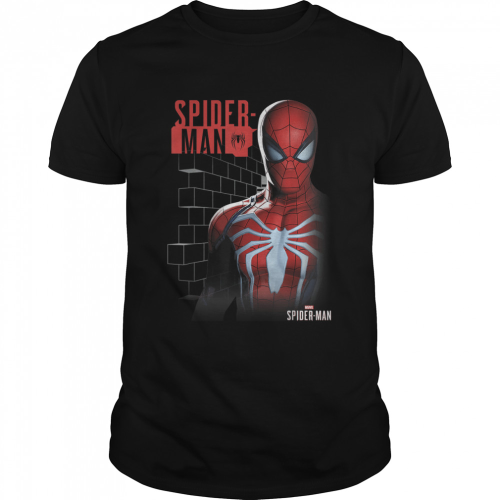 Marvel'S Spider-Man Game Brick Portrait Graphic T-Shirt