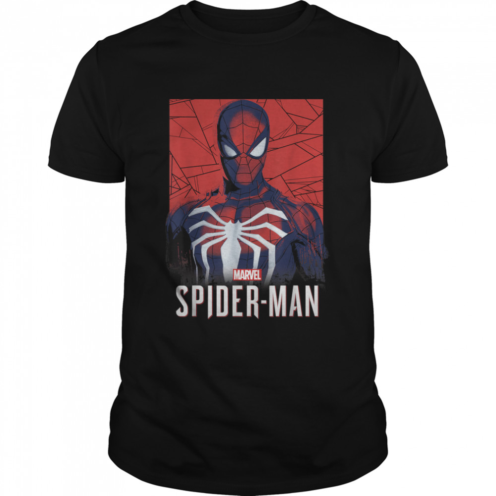 Marvel'S Spider-Man Game Logo Portrait Graphic T-Shirt