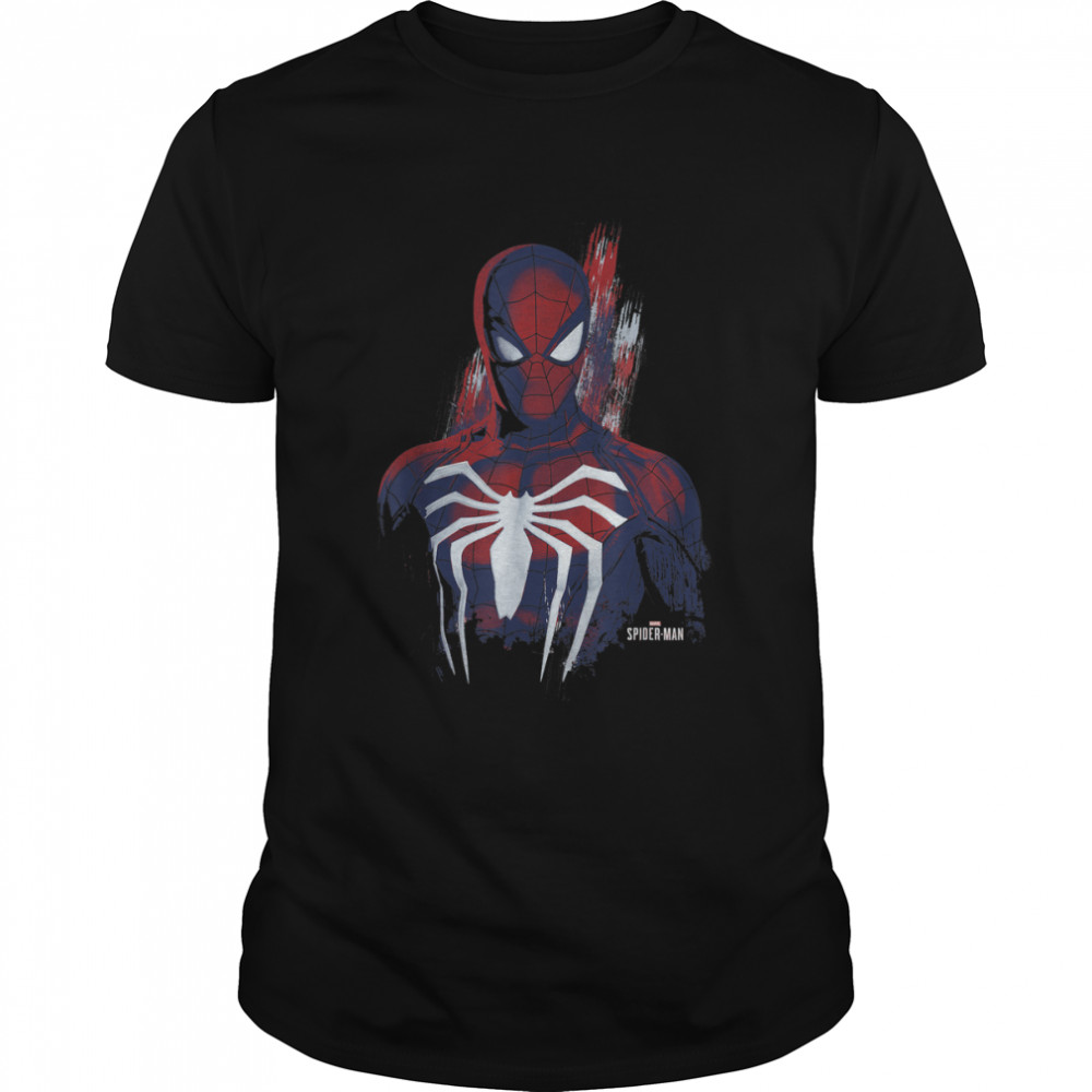 Marvel'S Spider-Man Game Paint Portrait Graphic T-Shirt