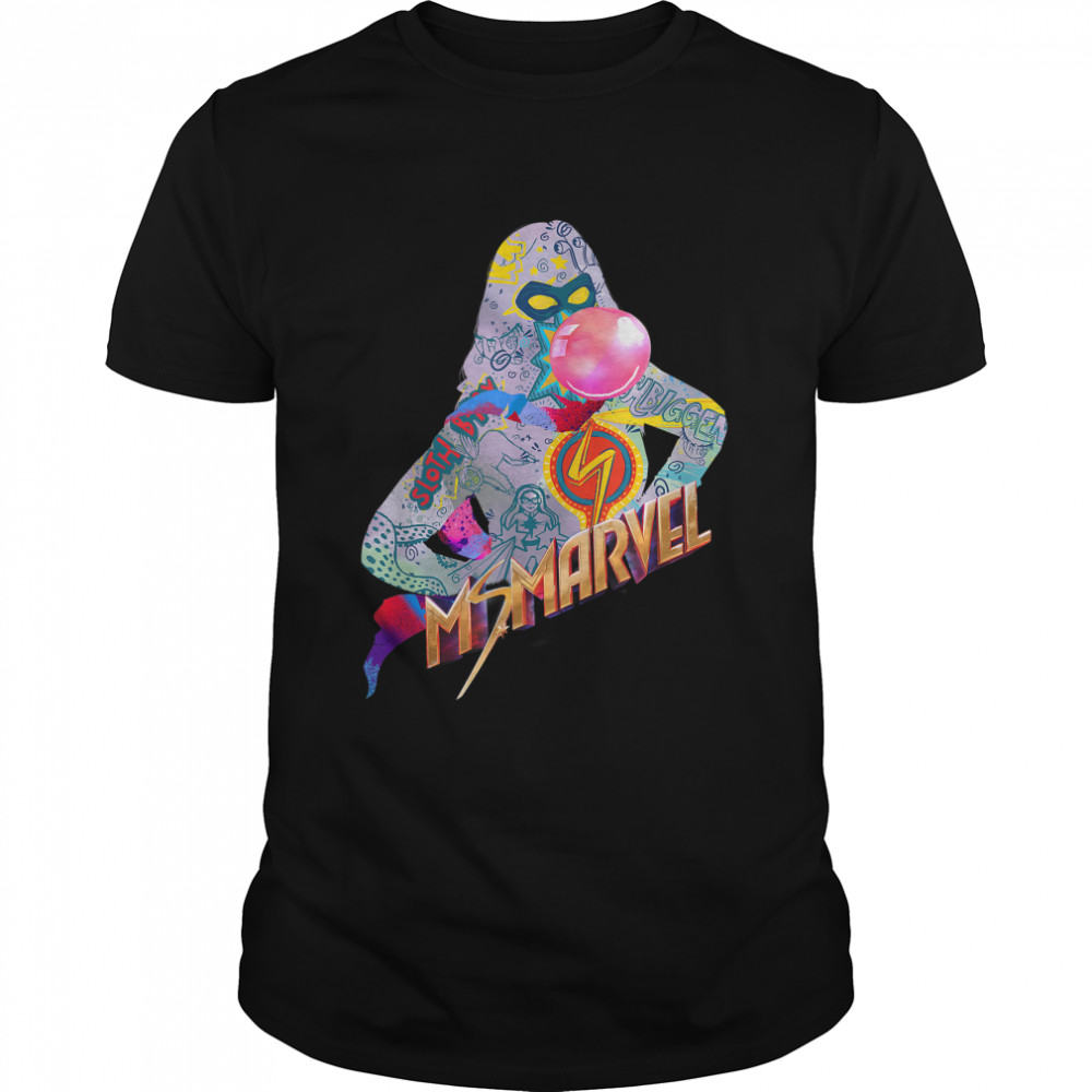 Ms. Marvel Bubble Gum Silhouette Poster T-Shirt