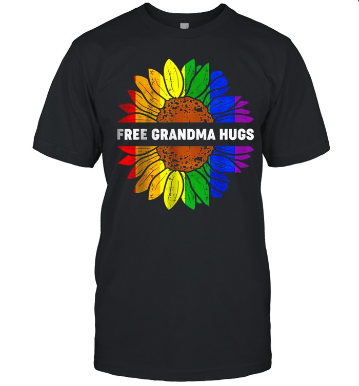 Free Grandma Hugs Lgbt Daisy Rainbow Flower Hippie Gay Pride T-Shirt