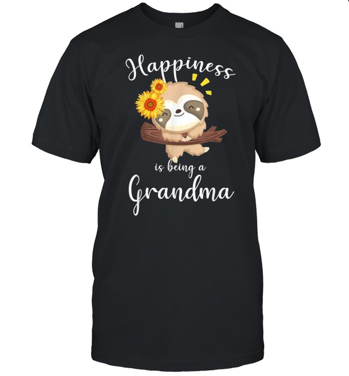 Happiness Is Being A Grandma Cute Sloth FlowerShirt Shirt