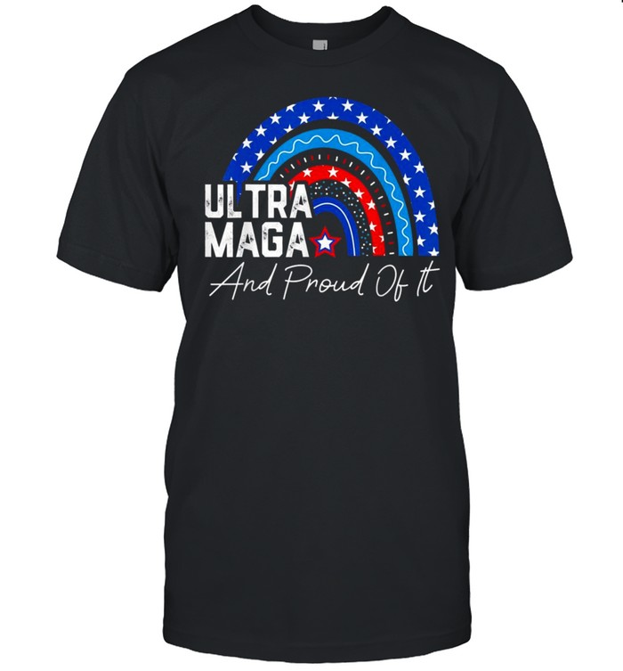 Ultra Maga And Proud Of It Anti-Biden Rainbow America Flag T-Shirt