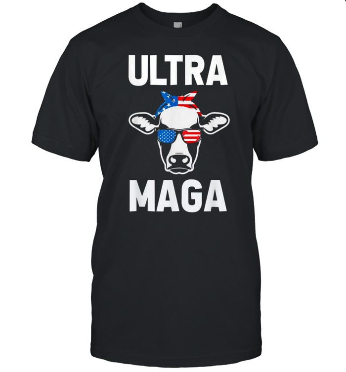 Ultra MAGA Cow Sunglasses 4th Of July American US Flag T-Shirt
