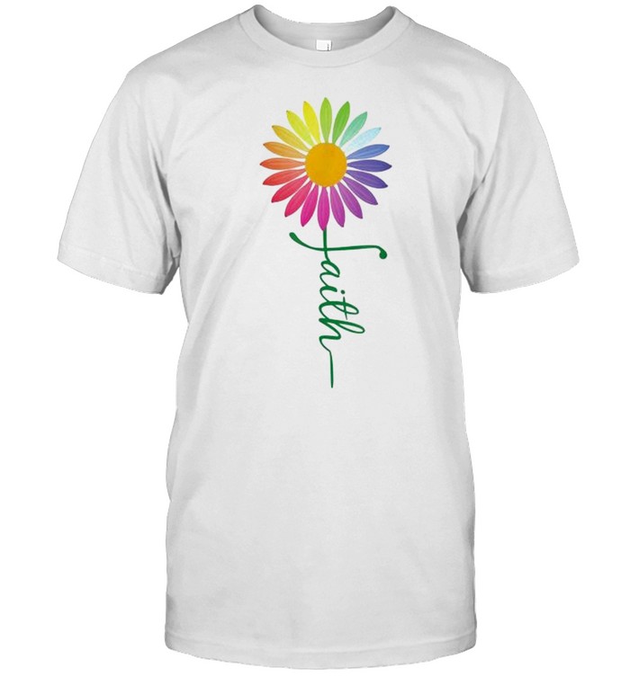 Faith Cross Flower Rainbow Shirt