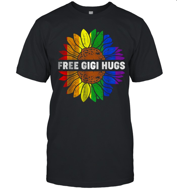 Free Gigi Hugs Lgbt Daisy Rainbow Flower Hippie Gay Pride T-Shirt