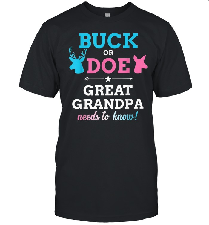 Mens Gender Reveal Buck Or Doe Great Grandpa Matching Baby Partyshirt Shirt