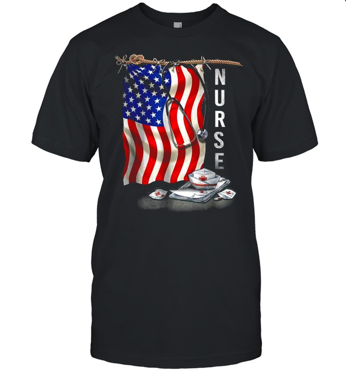 Patriotic Nurse 4Th Of July American Flag Sunflower Love T-Shirt