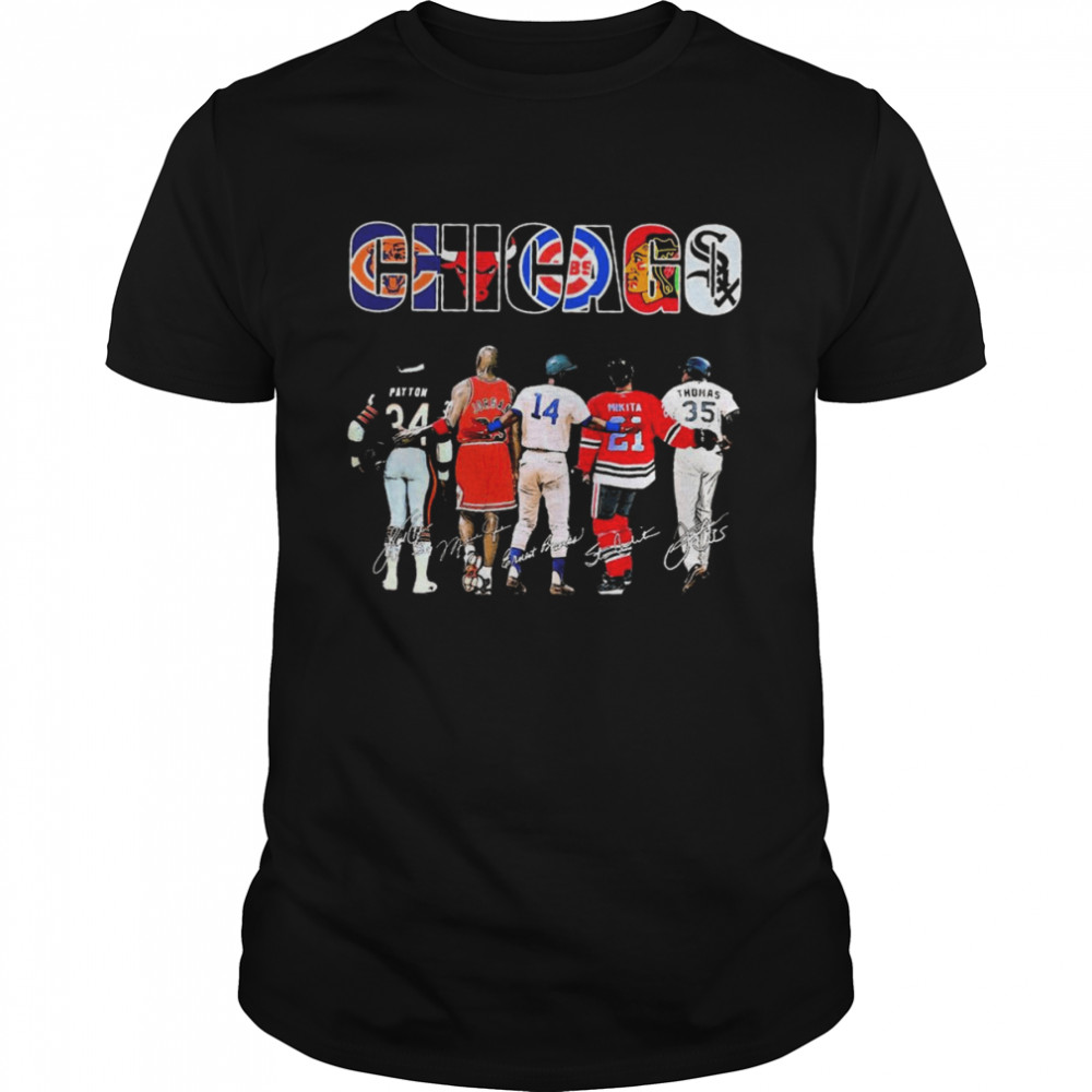 Chicago Sports Team Payton and Jordan and Mikita and Thomas Signatures 2022  Classic Men's T-shirt