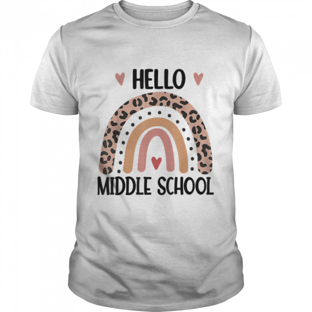 Hello Middle School Rainbow Teachers Kids Back to School T-Shirt B0B1CZLYSV