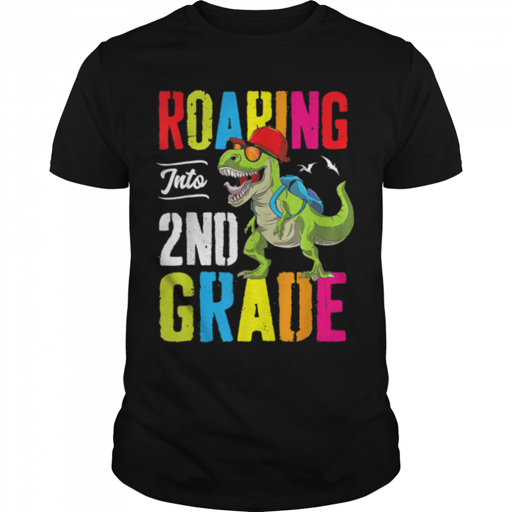 Roaring Into 2Nd Grade Dinosaur Teacher Kids Back To School T-Shirt B0B1D4P6D8